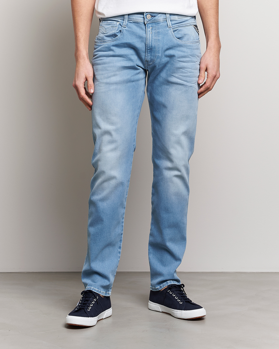 Herr | Slim fit | Replay | Anbass Hyperflex Re-Used Jeans Light Blue