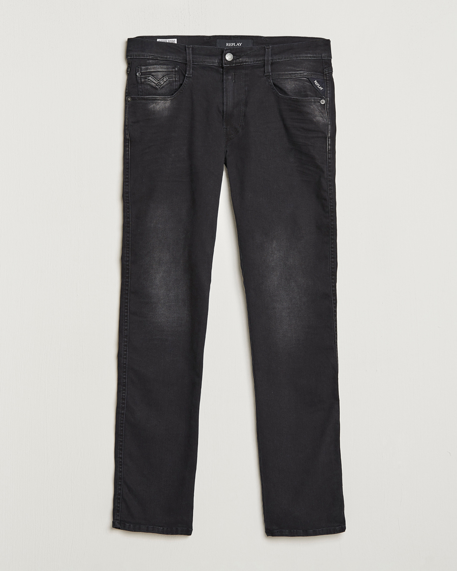Herr | Jeans | Replay | Anbass Hyperflex Recyceled 360 Jeans Washed Black