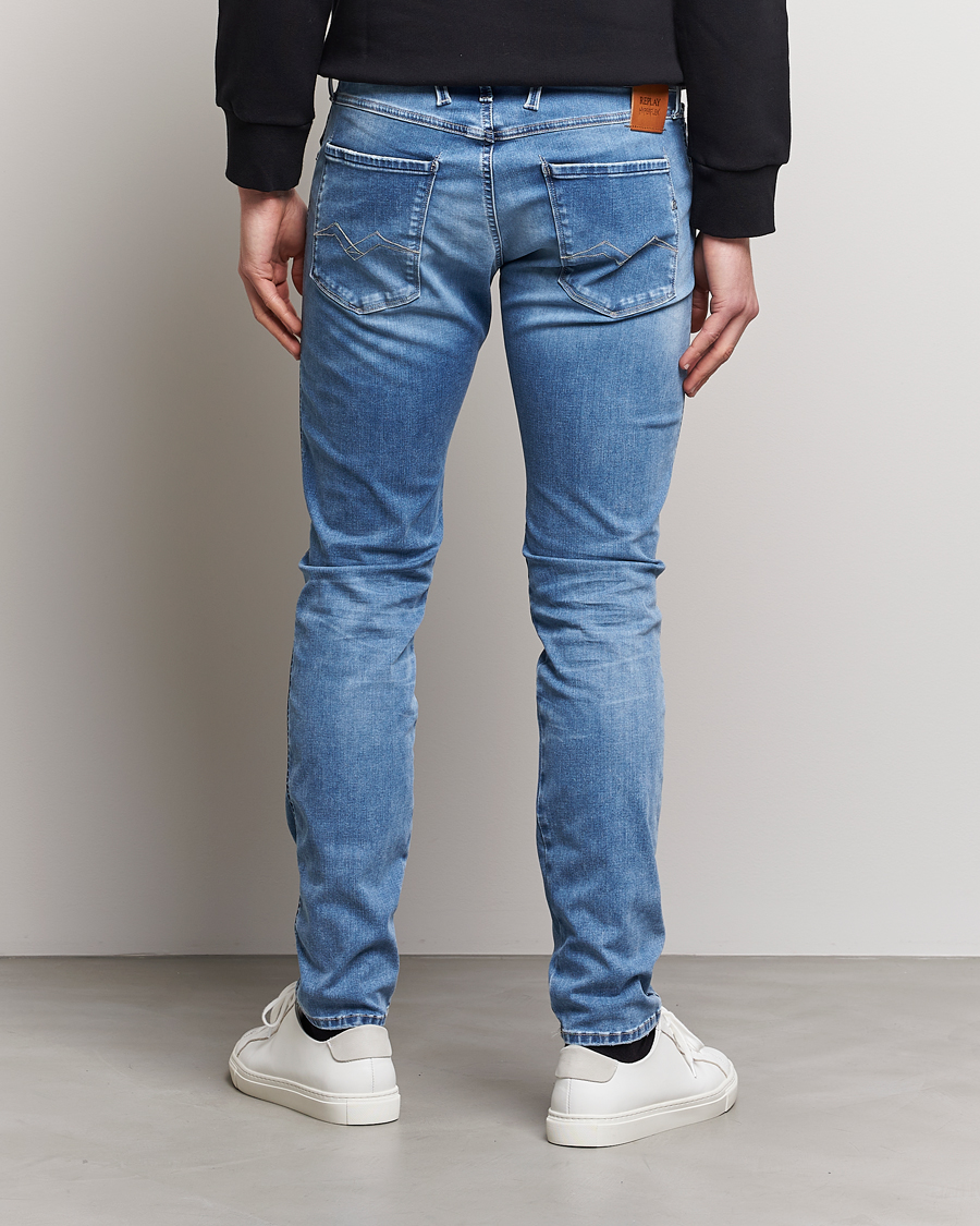 Herr | Jeans | Replay | Anbass Hyperflex X-Lite Shredded Jeans Light Blue