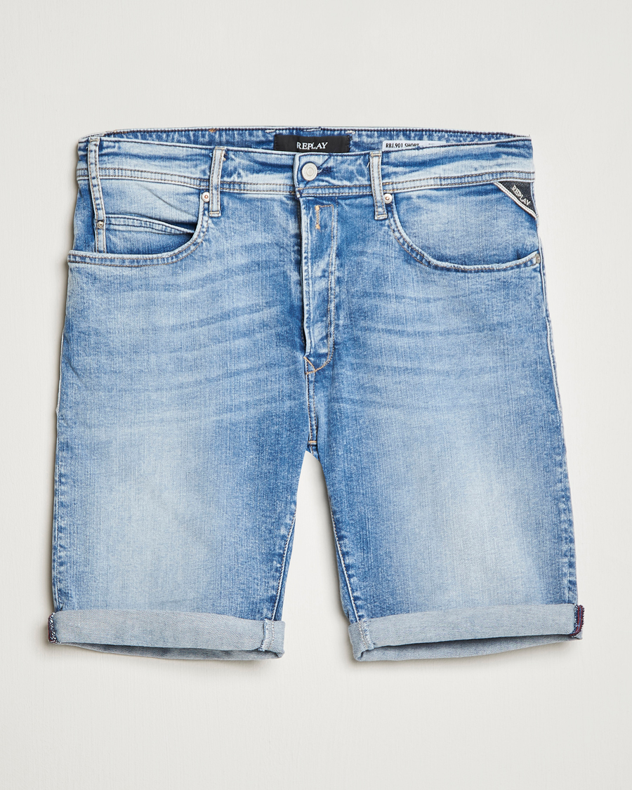 Herr | Shorts | Replay | RBJ901 Super Stretch Bio Denim Shorts Light Blue