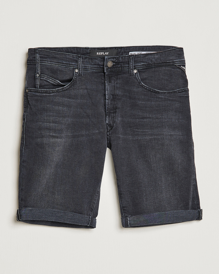 Herr | Shorts | Replay | RBJ901 Super Stretch Bio Denim Shorts Washed Black
