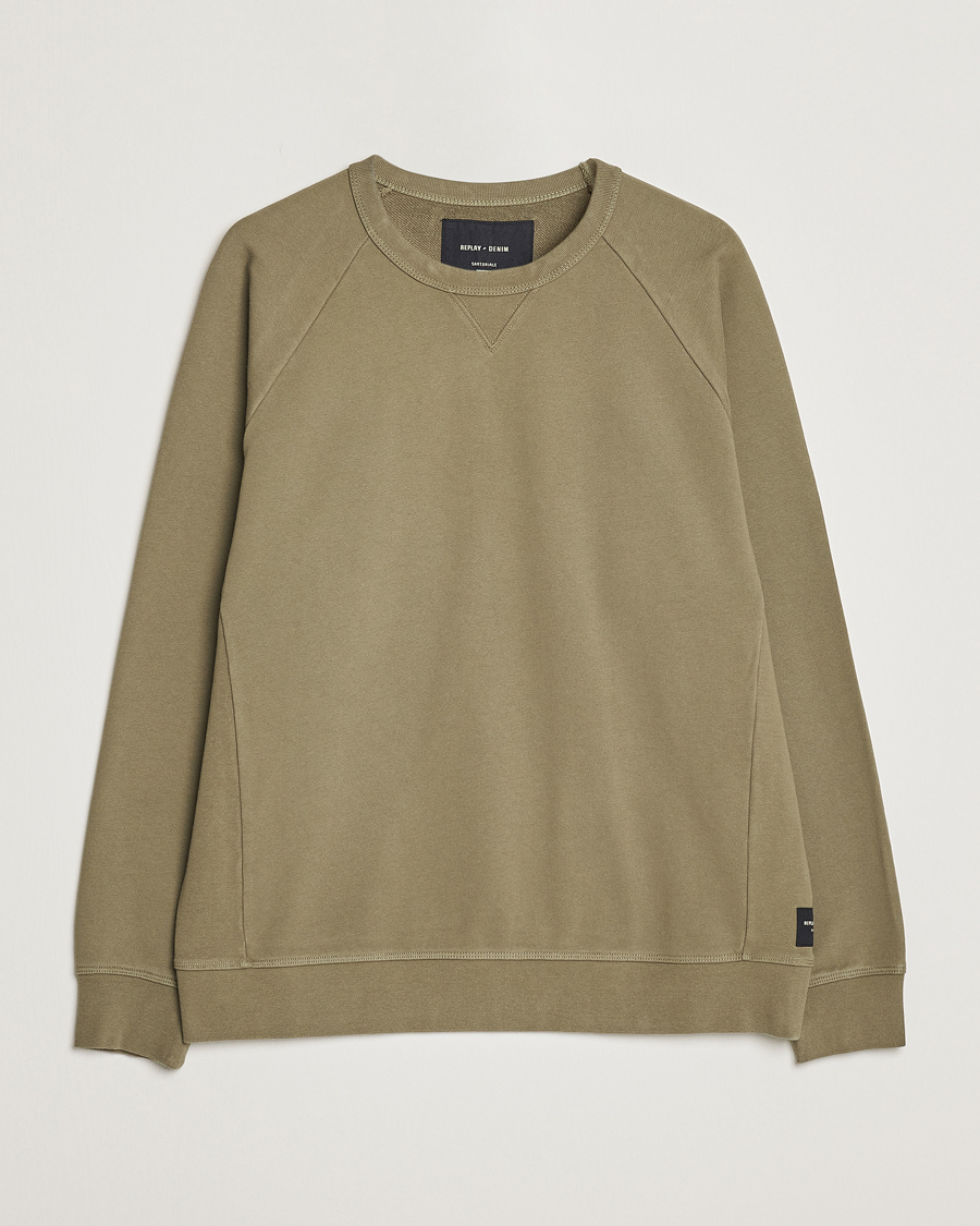 Herr | Tröjor | Replay | Sartoriale Jersey Crew Neck Sweatshirt Sage Green