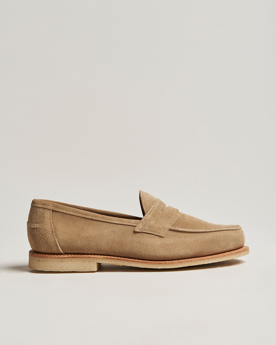 Herr | Sanders Edwin Unlined Suede Penny Loafer Milkshake | Sanders | Edwin Unlined Suede Penny Loafer Milkshake