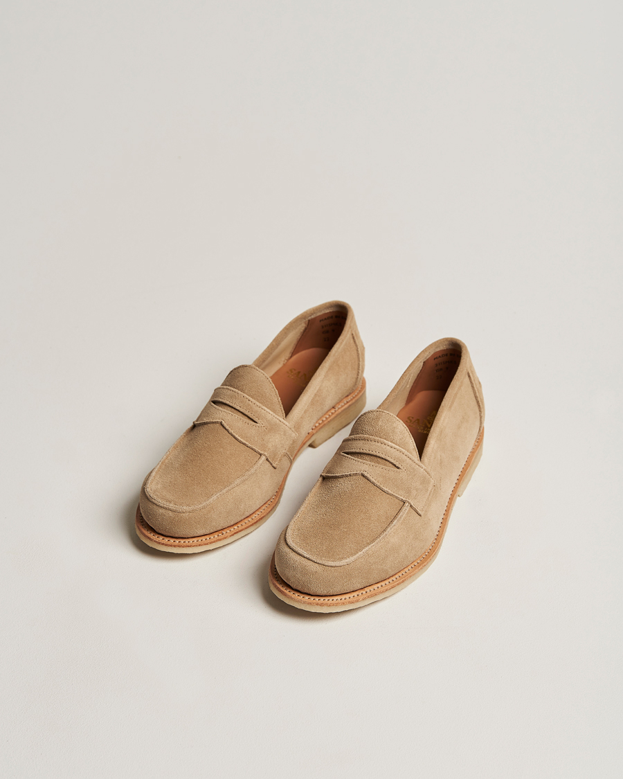 Herr | Sanders Edwin Unlined Suede Penny Loafer Milkshake | Sanders | Edwin Unlined Suede Penny Loafer Milkshake