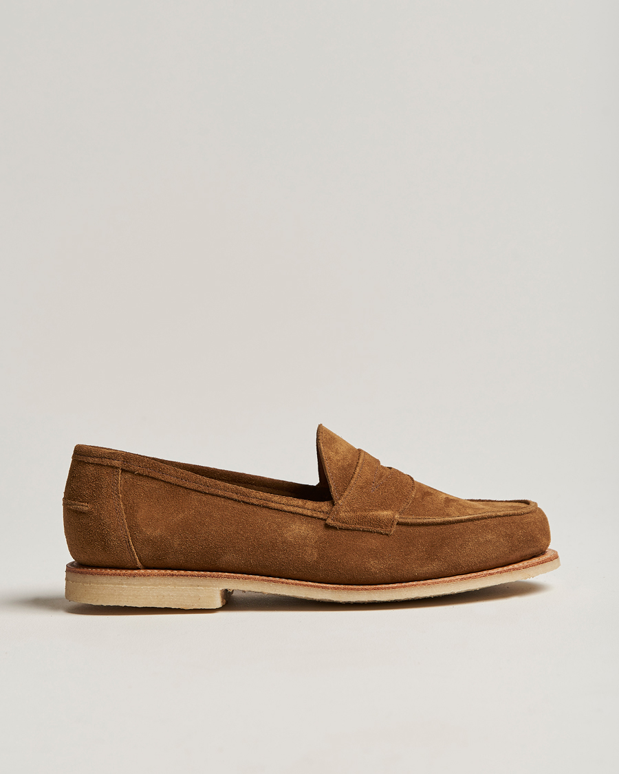 Herr | Sanders Edwin Unlined Suede Penny Loafer Tobacco | Sanders | Edwin Unlined Suede Penny Loafer Tobacco