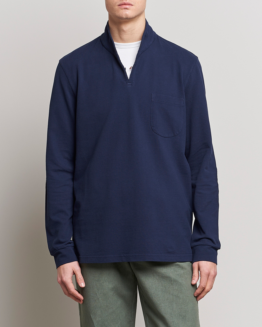Herr | Långärmade pikéer | SEASE | Elen Piquet Polo Navy