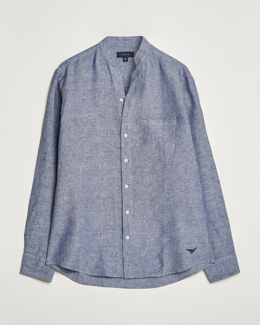 Herr | Skjortor | SEASE | Fishtail Linen Shirt Sky Blue
