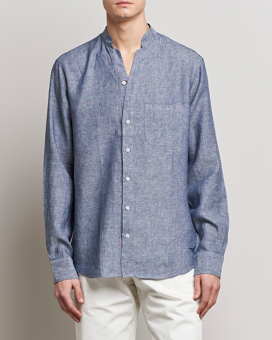 Herr | Skjortor | SEASE | Fishtail Linen Shirt Sky Blue