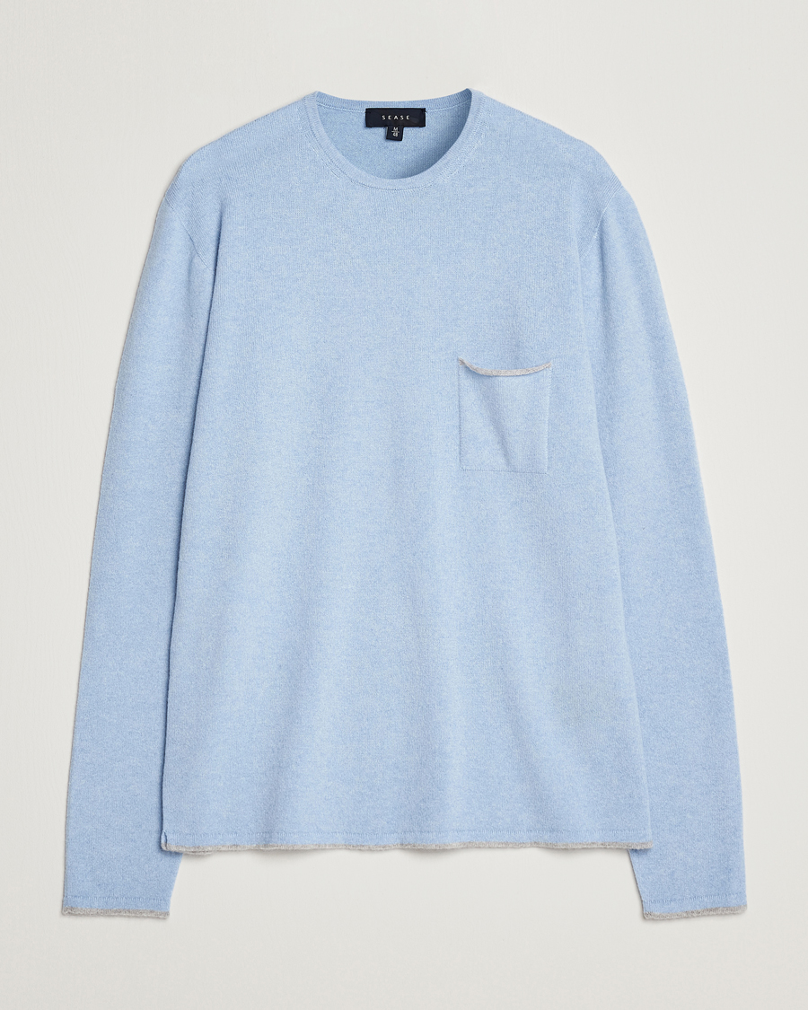 Herr | Tröjor | SEASE | Shore 2.0 Cashmere Pullover Sky Blue