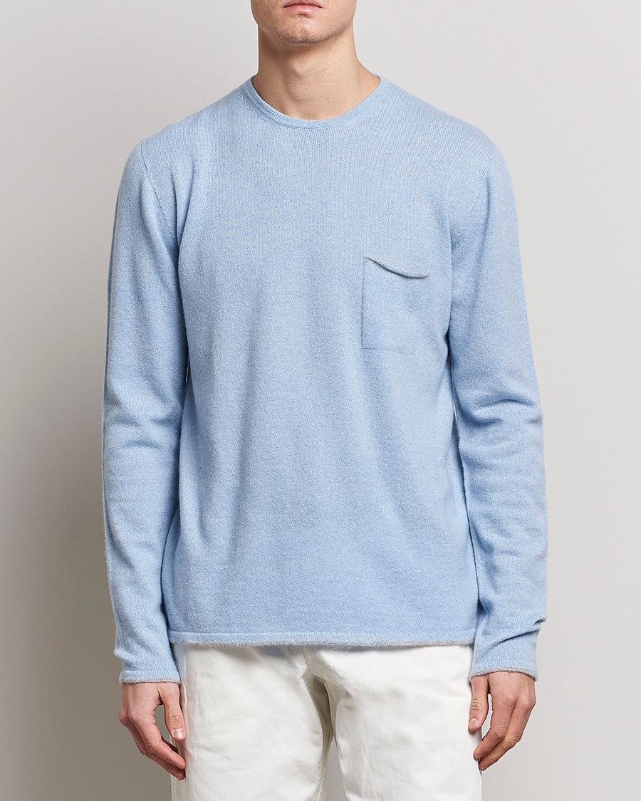 Herr | Kashmirtröjor | SEASE | Shore 2.0 Cashmere Pullover Sky Blue