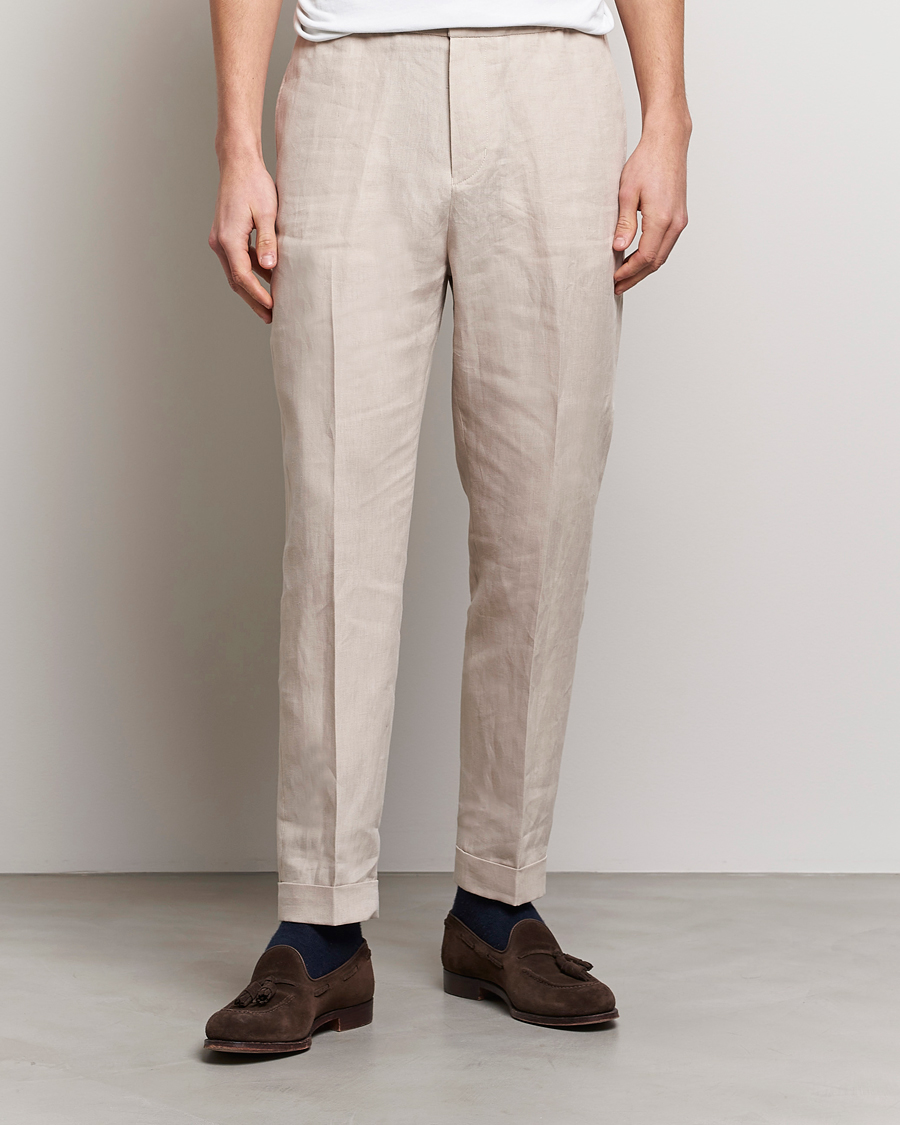 Herr | Byxor | Tiger of Sweden | Taven Linen Trousers Cream Sand