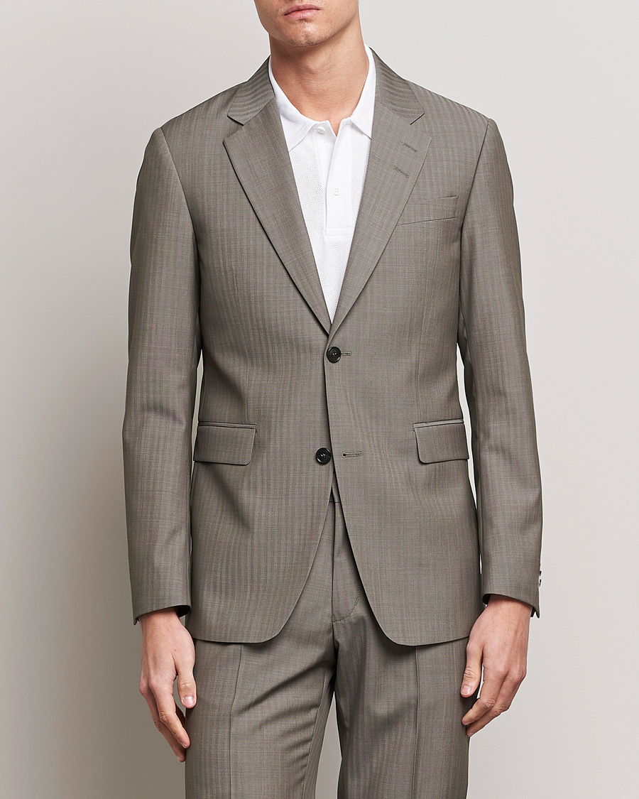 Herr | Kavajer | Tiger of Sweden | Justin Herringbone Wool Blazer Dark Sand