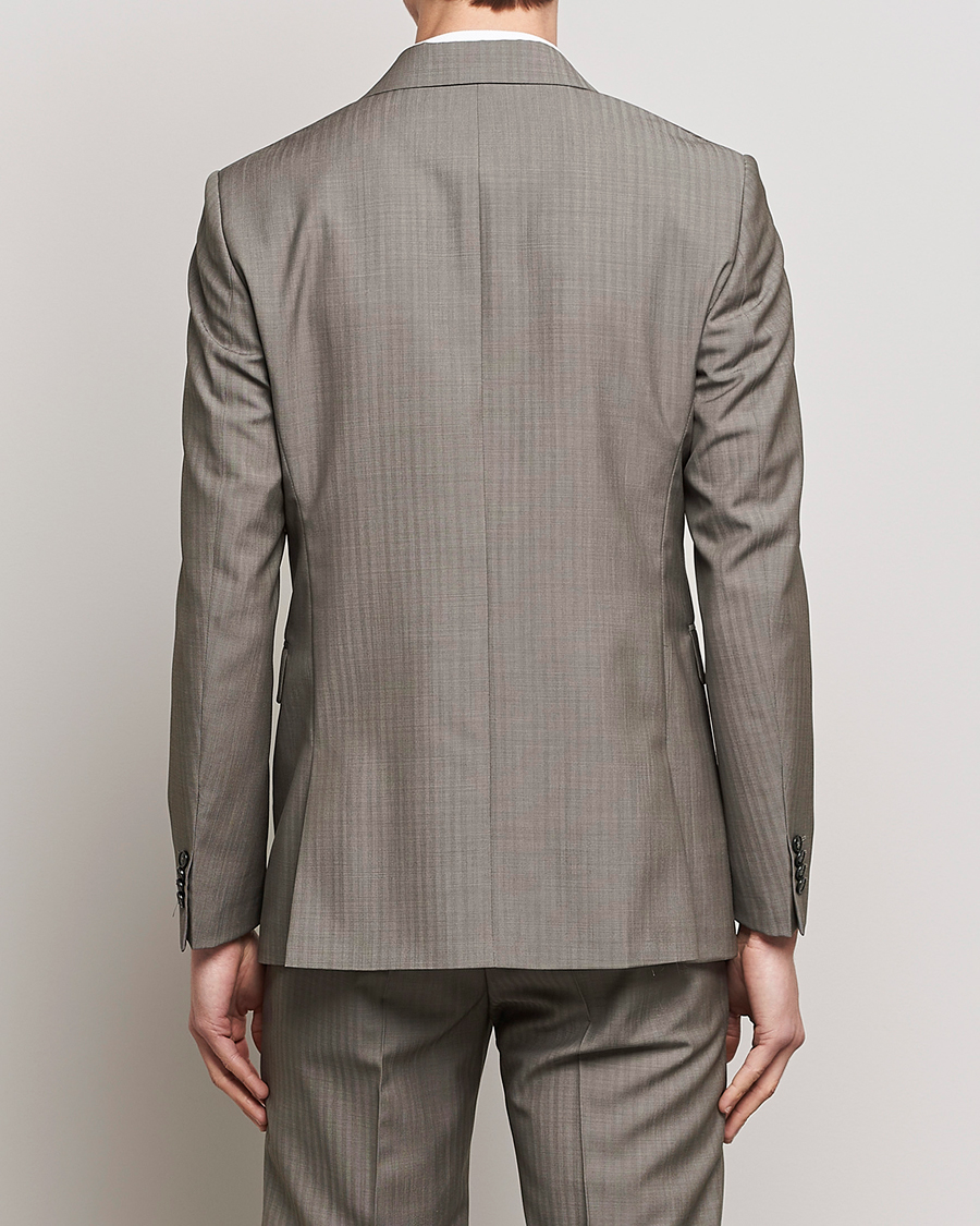 Herr | Kavajer | Tiger of Sweden | Justin Herringbone Wool Blazer Dark Sand