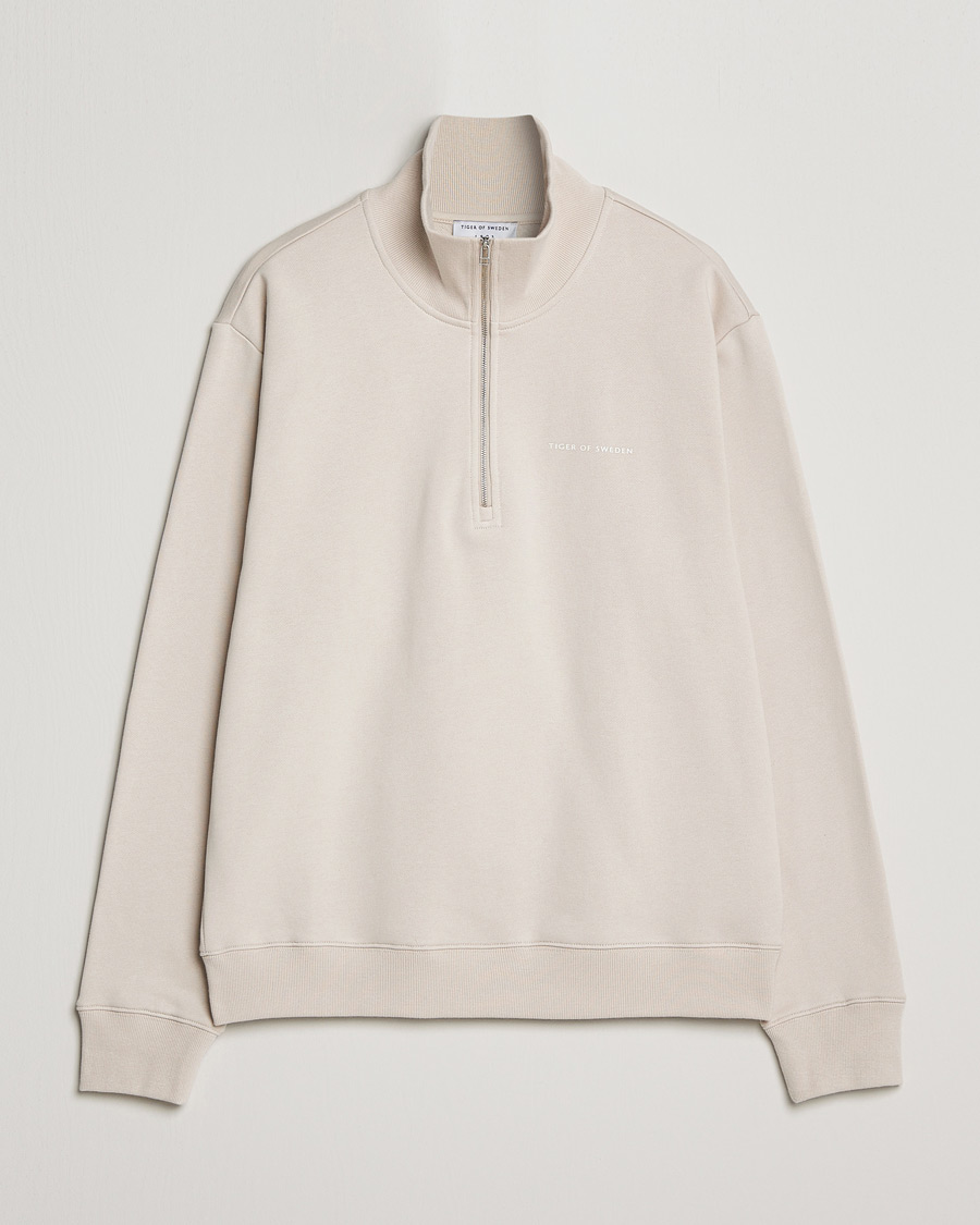 Herr | Tröjor | Tiger of Sweden | Marlon Half Zip Sweater Light Ivory
