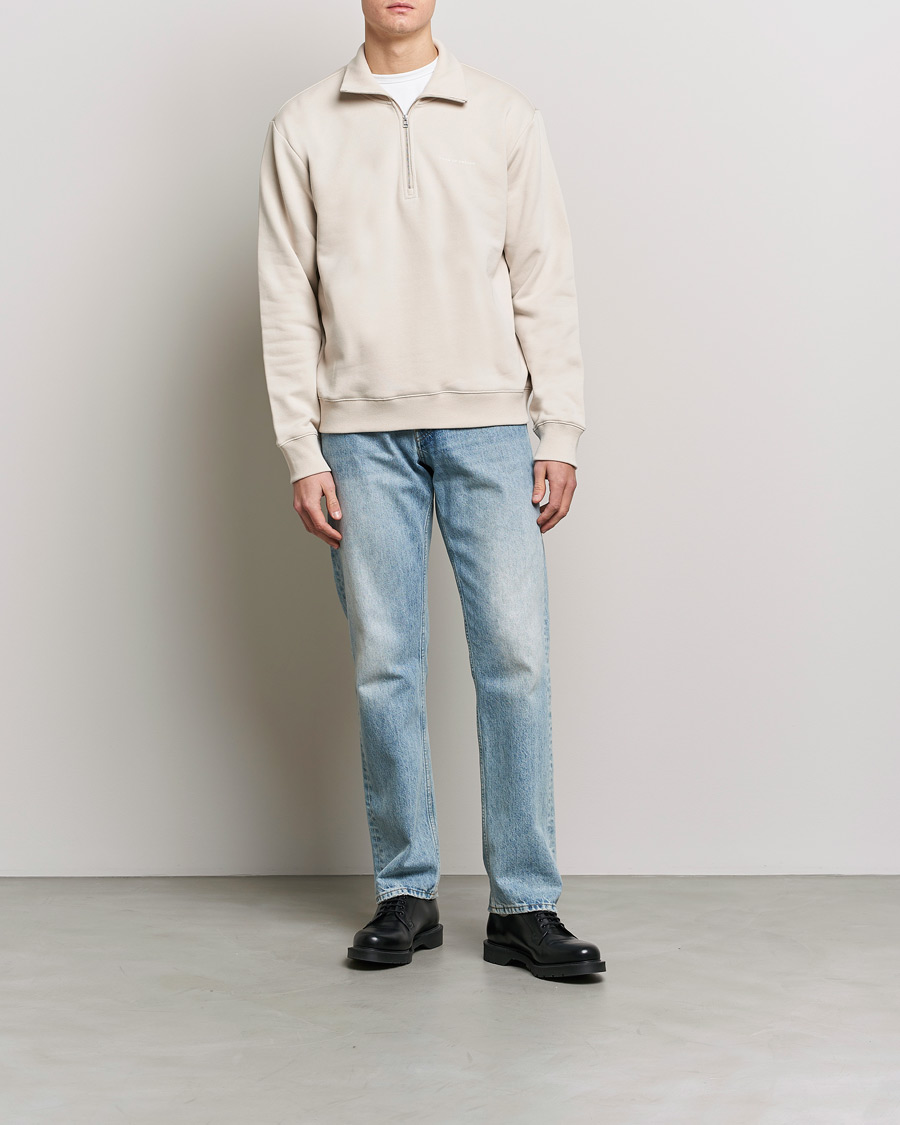 Herr | Tröjor | Tiger of Sweden | Marlon Half Zip Sweater Light Ivory