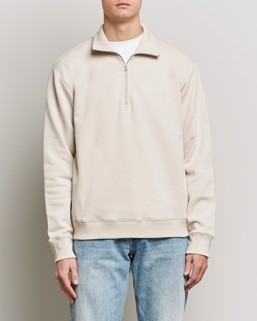 Herr | Tröjor | Tiger of Sweden | Marlon Half Zip Sweater Light Ivory