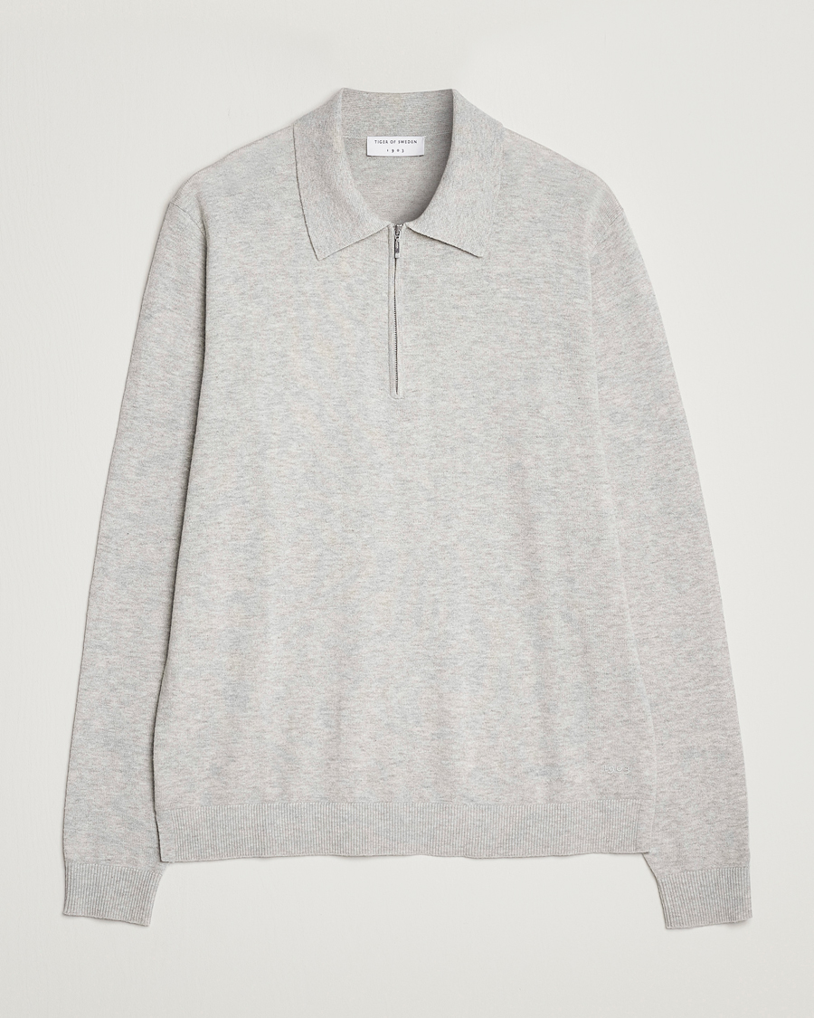 Herr | Tröjor | Tiger of Sweden | Orbit Merino Wool Half Zip Light Grey Melange