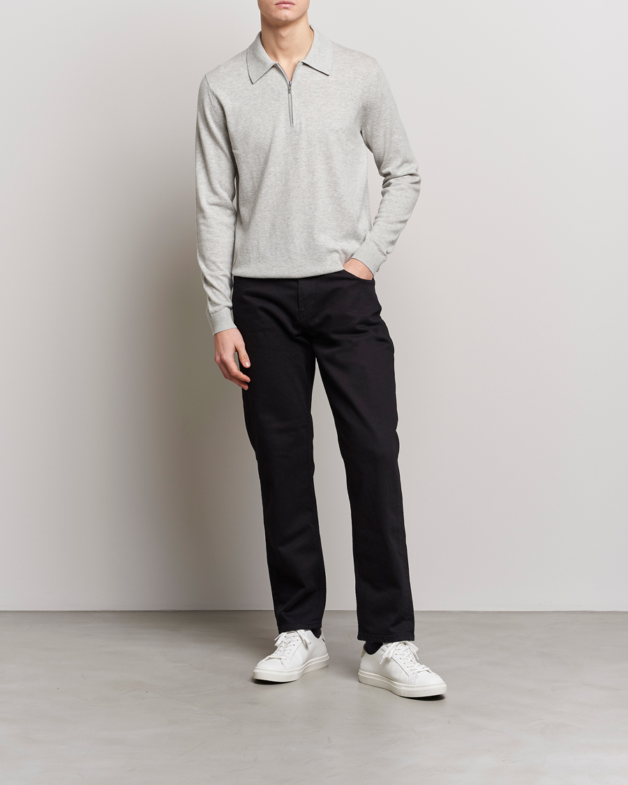 Herr | Tröjor | Tiger of Sweden | Orbit Merino Wool Half Zip Light Grey Melange