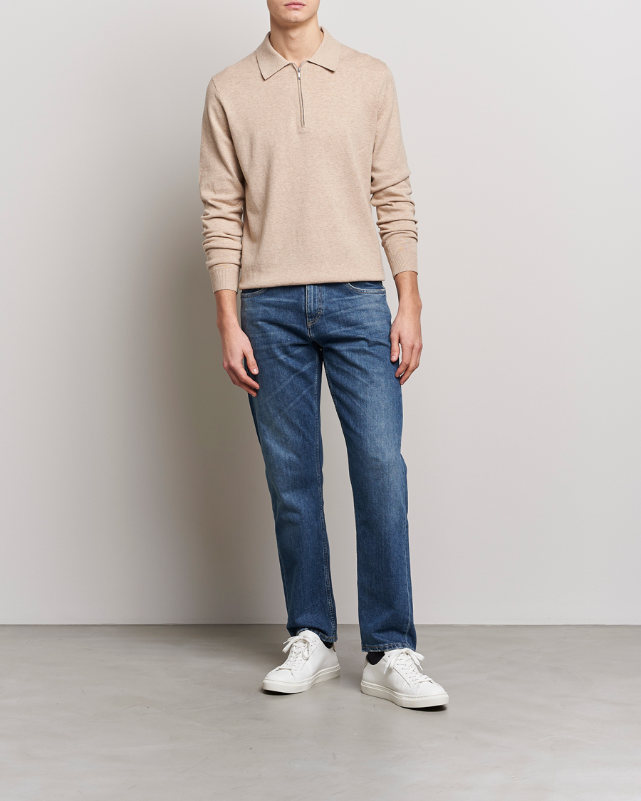Herr | Tröjor | Tiger of Sweden | Orbit Merino Wool Half Zip Beige Melange