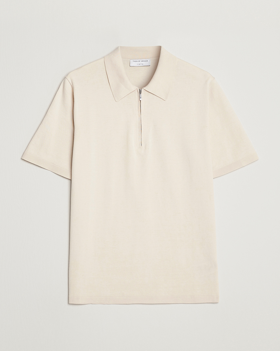 Herr | Pikéer | Tiger of Sweden | Orbit Cotton Half Zip Light Ivory