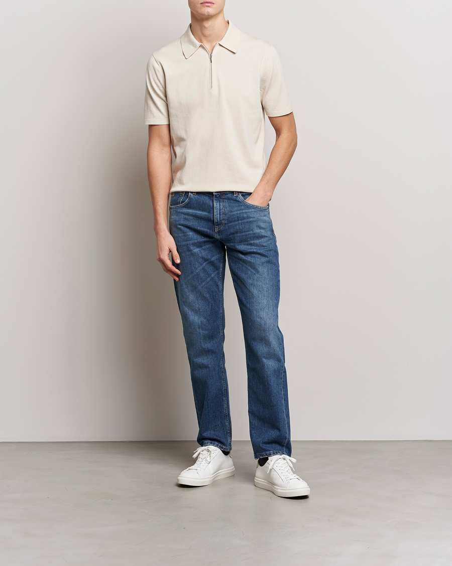 Herr | Pikéer | Tiger of Sweden | Orbit Cotton Half Zip Light Ivory