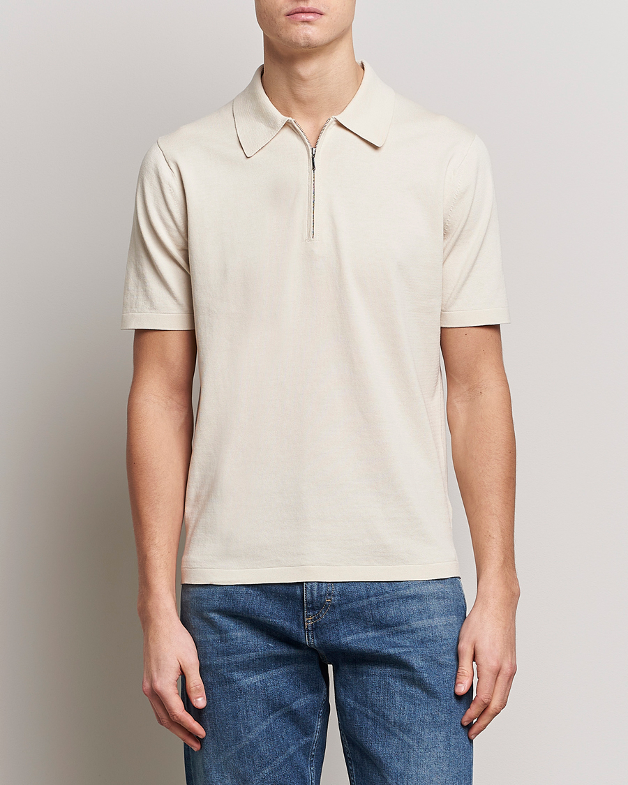 Herr | Pikéer | Tiger of Sweden | Orbit Cotton Half Zip Light Ivory