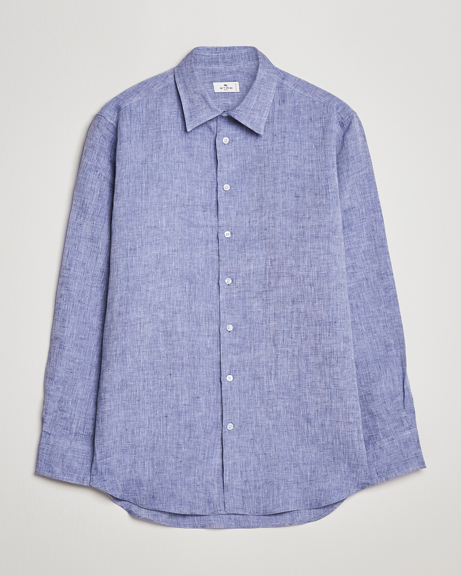 Herr | Skjortor | Etro | Linen Sport Shirt Dark Blue