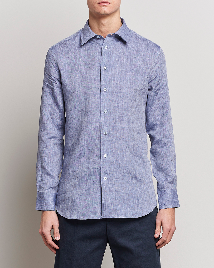 Herr | | Etro | Linen Sport Shirt Dark Blue