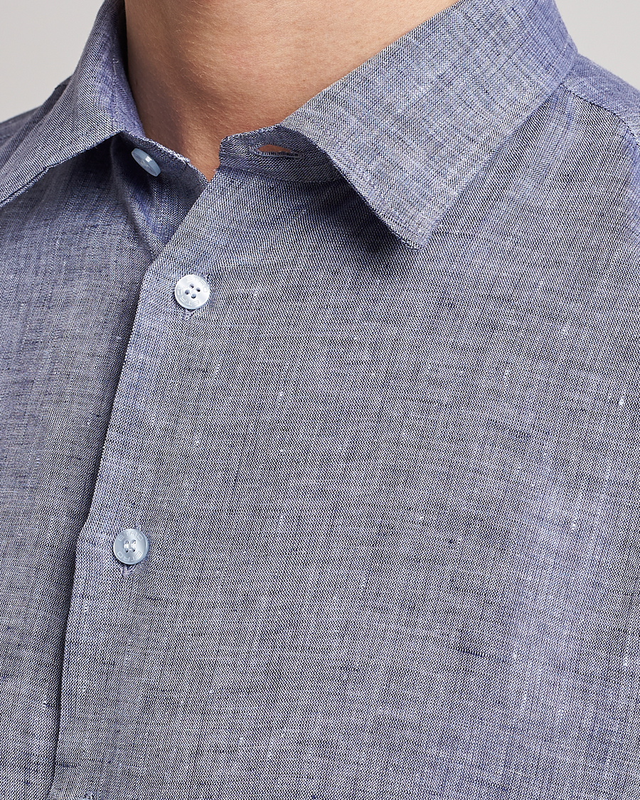 Herr | Skjortor | Etro | Linen Sport Shirt Dark Blue