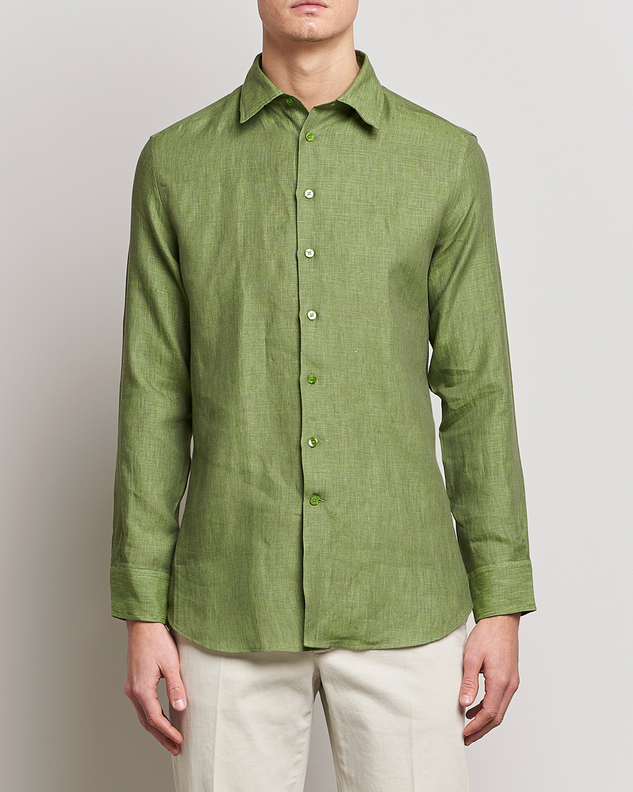 Herr | Etro | Etro | Linen Sport Shirt Green