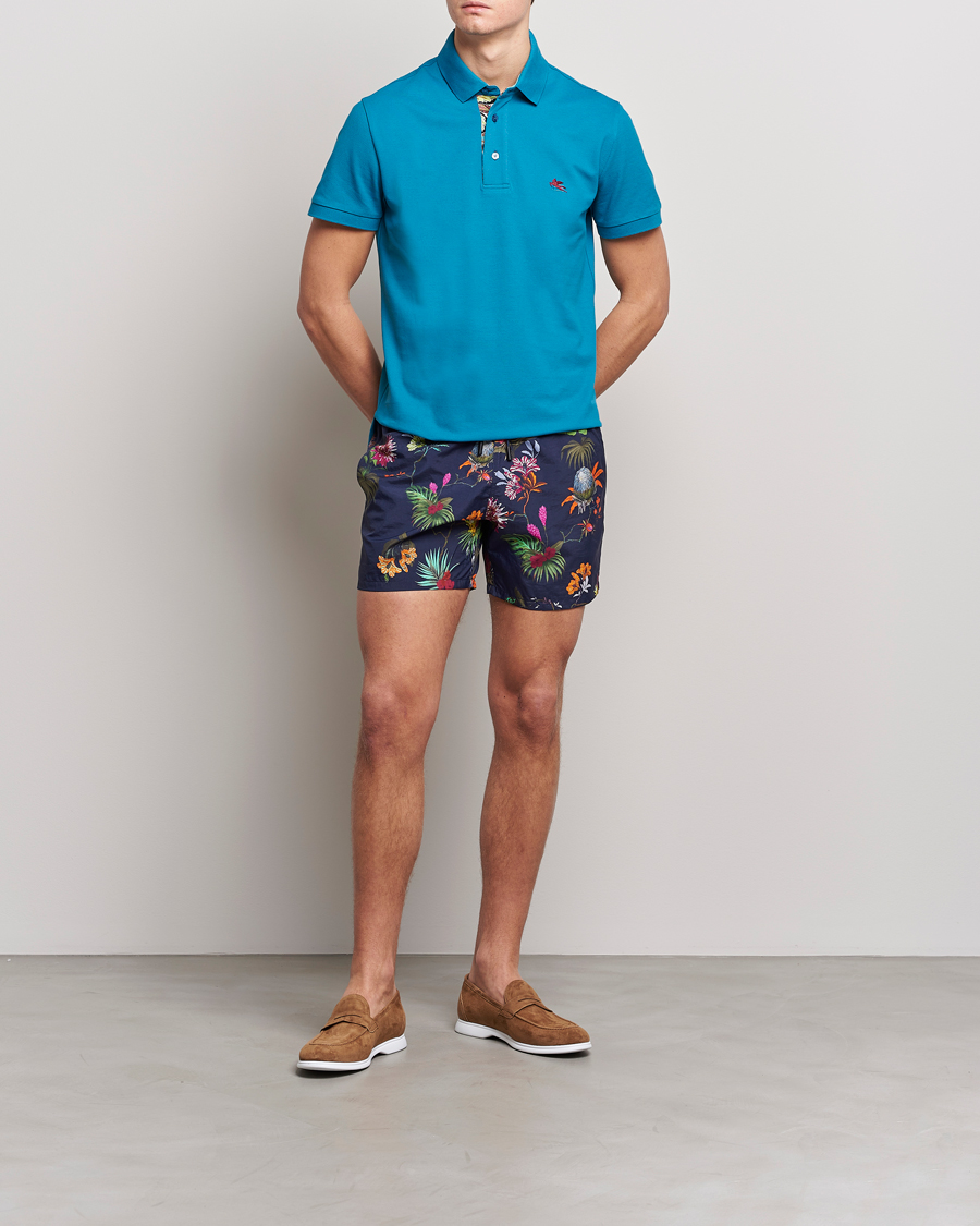 Herr | Badbyxor | Etro | Floreale Printed Swim Trunks Navy