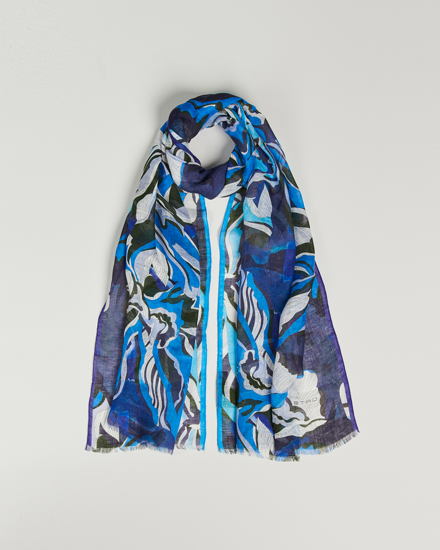 Herr | Etro Floreale Linen Scarf Light Blue | Etro | Floreale Linen Scarf Light Blue