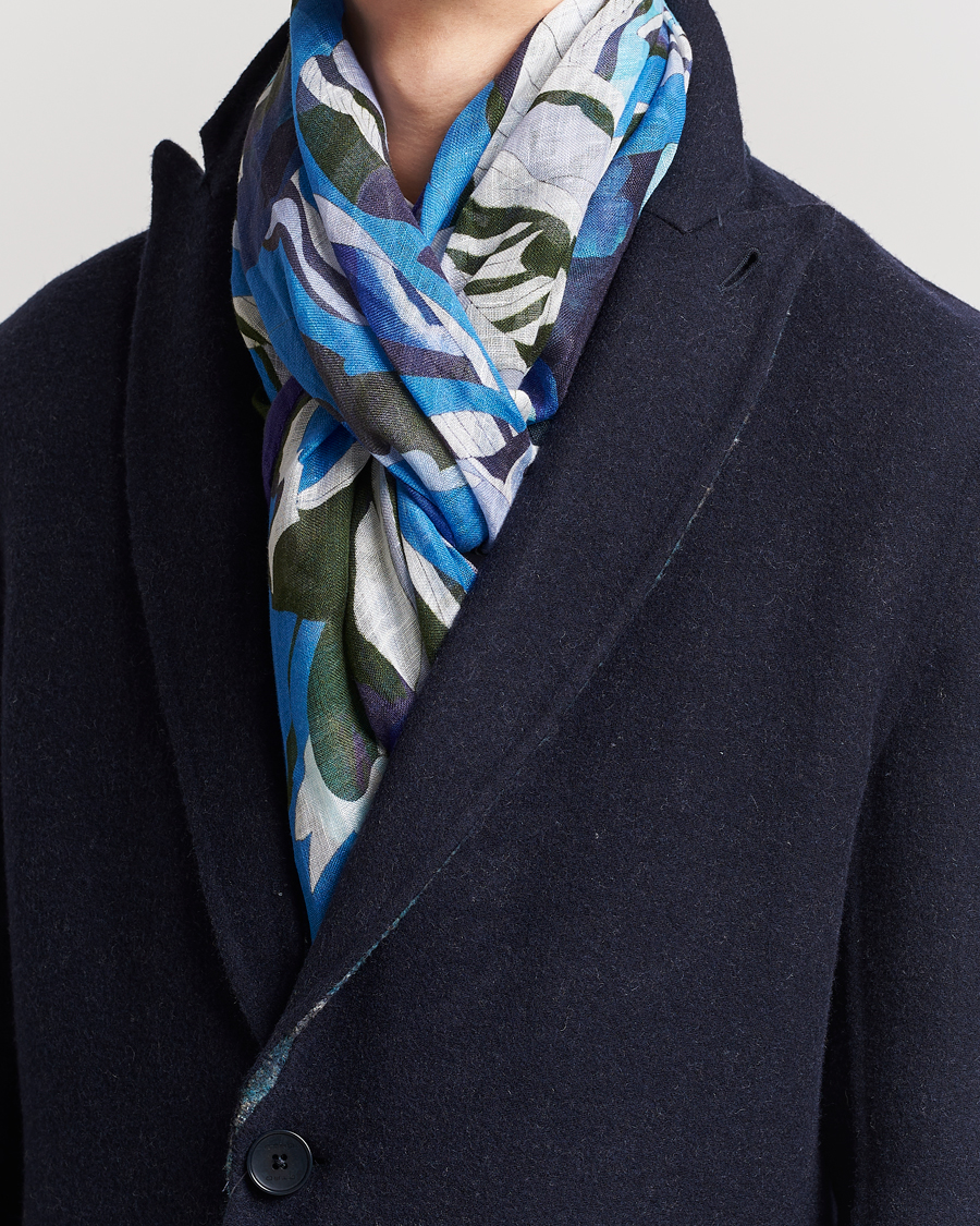 Herr | Etro Floreale Linen Scarf Light Blue | Etro | Floreale Linen Scarf Light Blue