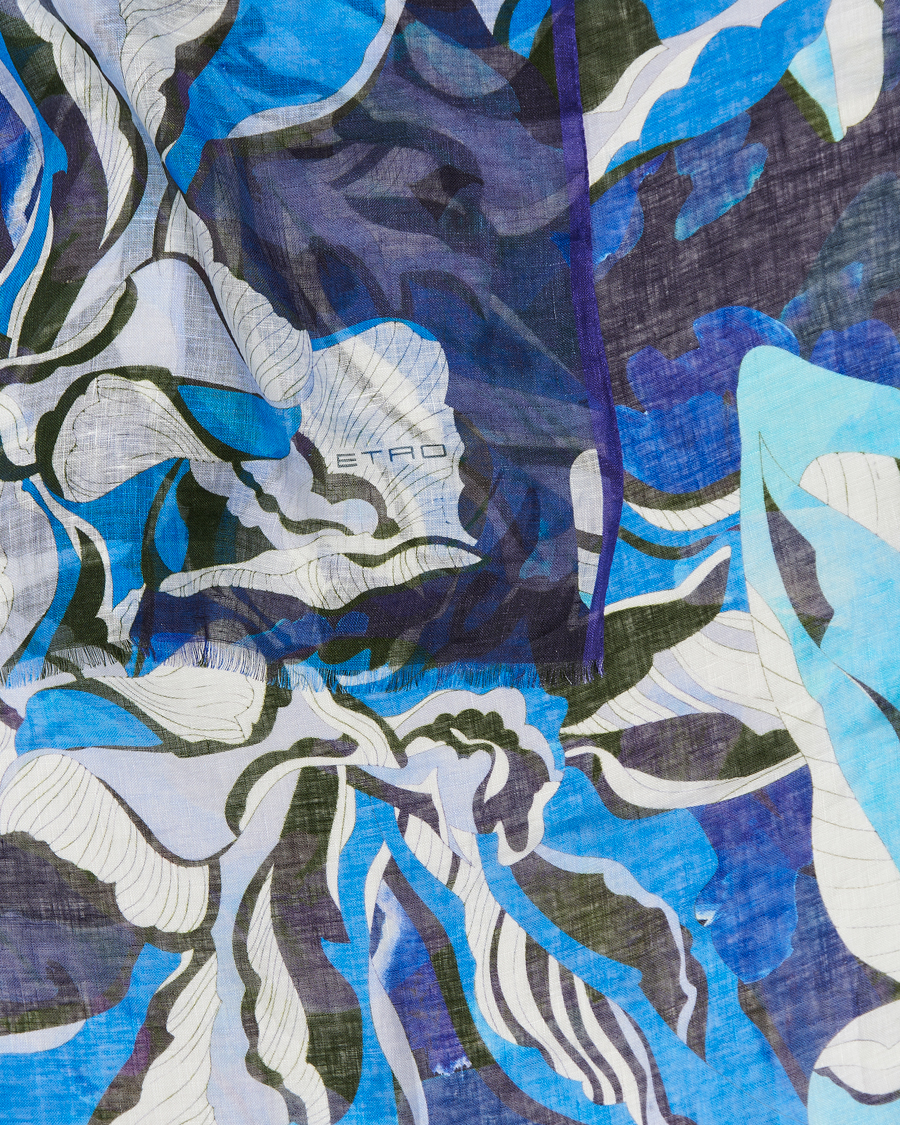 Herr | Etro Floreale Linen Scarf Light Blue | Etro | Floreale Linen Scarf Light Blue