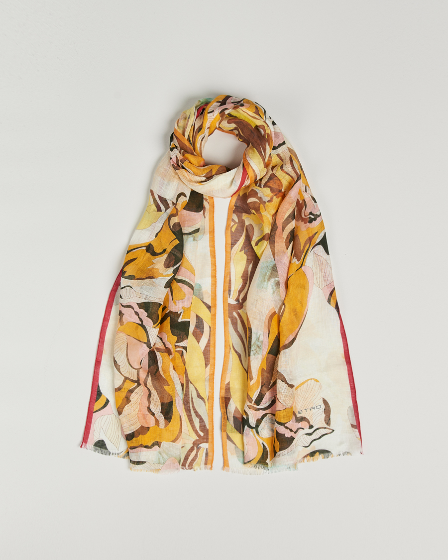 Herr | Etro Floreale Linen Scarf White/Yellow | Etro | Floreale Linen Scarf White/Yellow