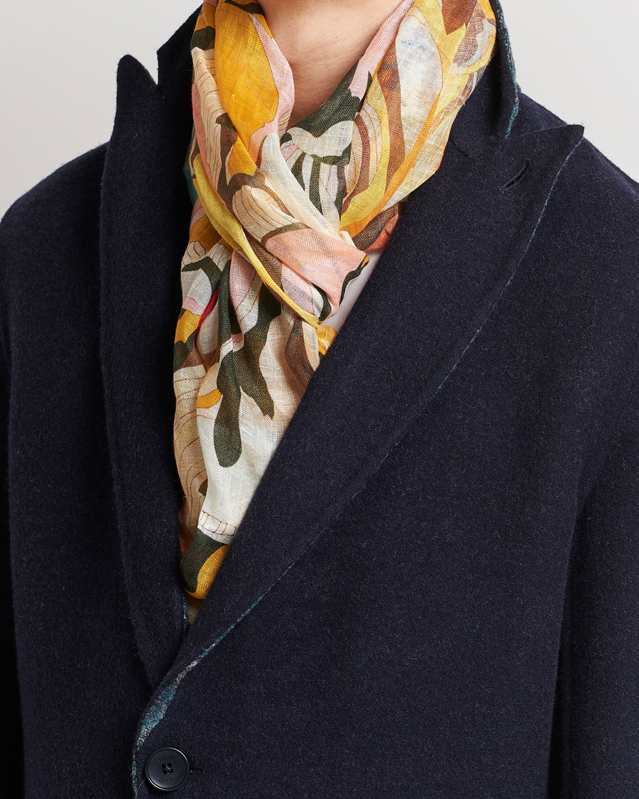 Herr | Etro Floreale Linen Scarf White/Yellow | Etro | Floreale Linen Scarf White/Yellow