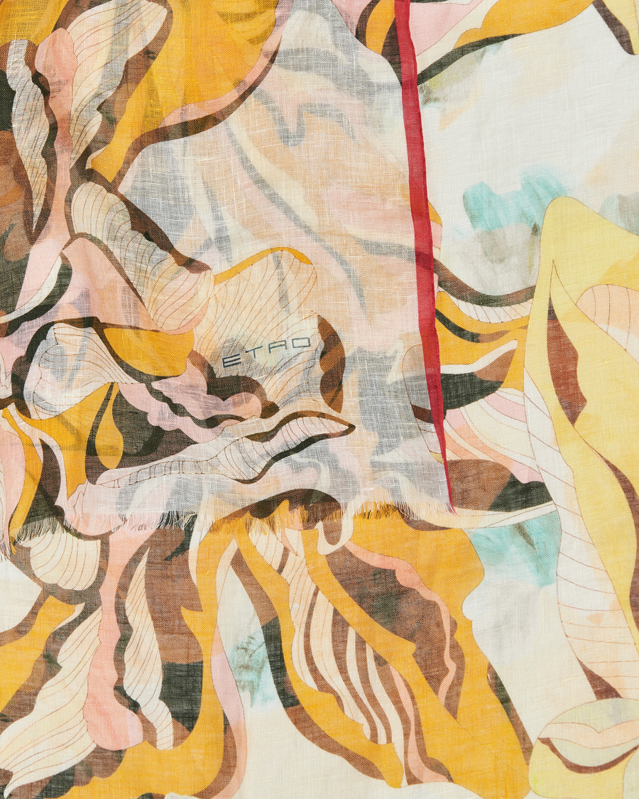 Herr | Etro Floreale Linen Scarf White/Yellow | Etro | Floreale Linen Scarf White/Yellow