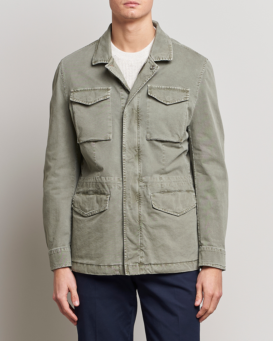 Herr | Dressade jackor | Brunello Cucinelli | Cotton Field Jacket Olive