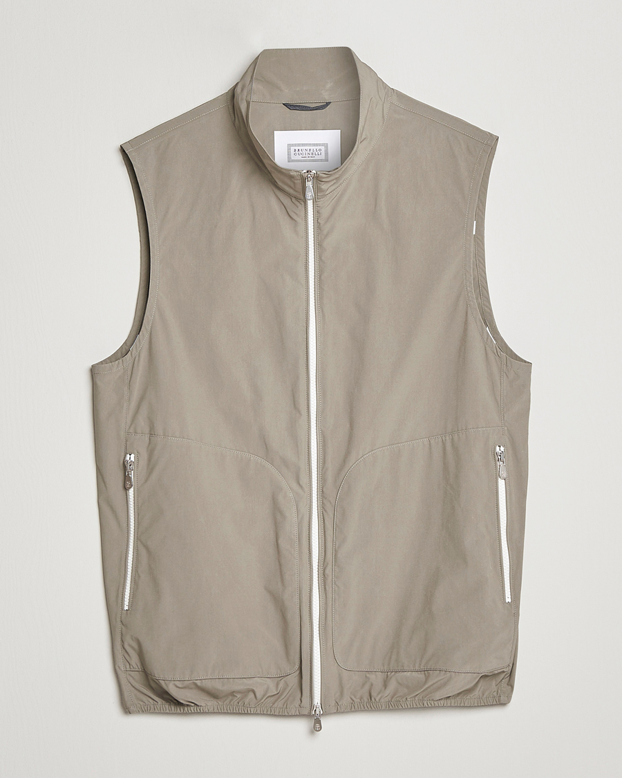 Herr | Västar | Brunello Cucinelli | Lightweight Nylon Gilet Olive