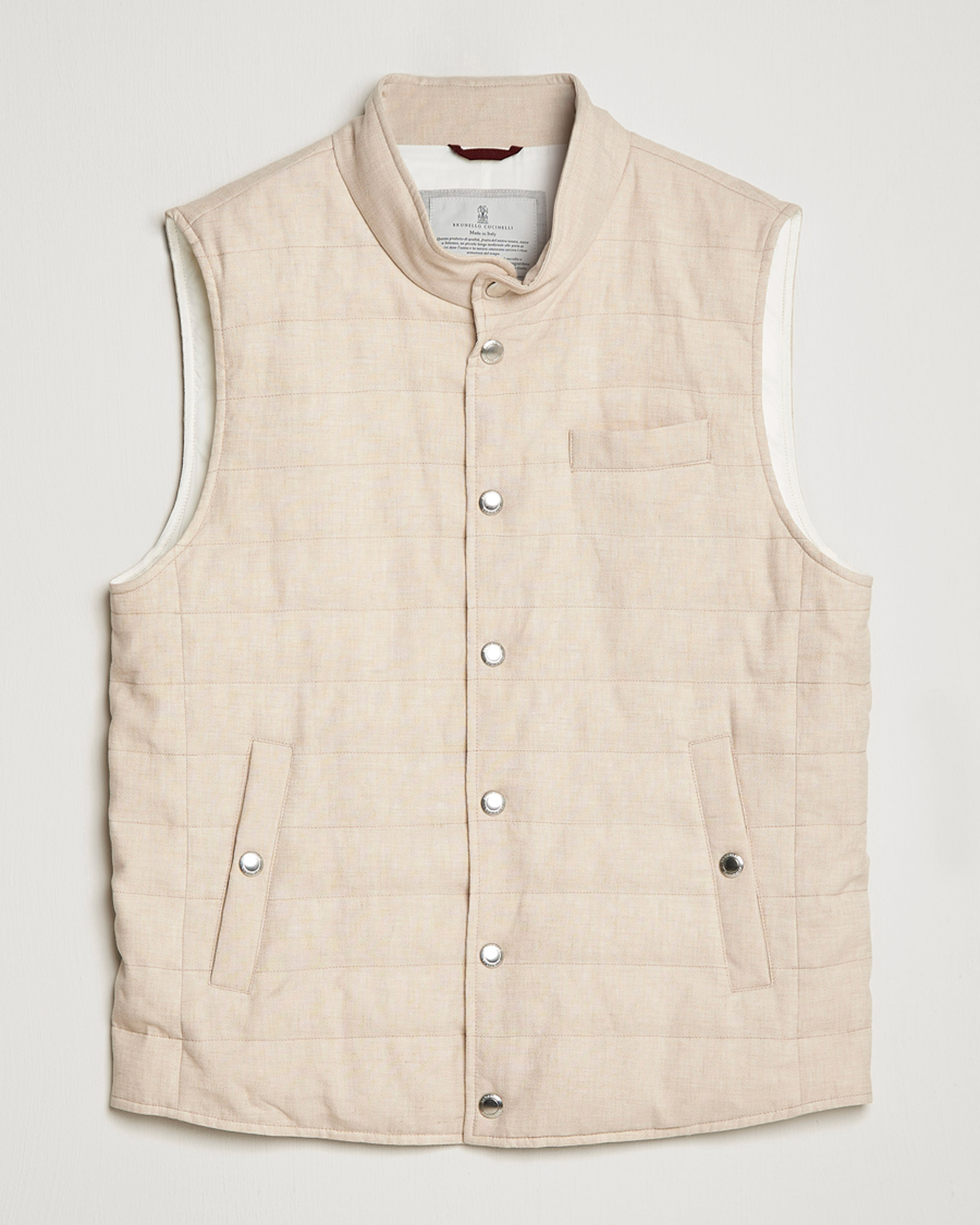 Herr | Västar | Brunello Cucinelli | Cotton/Linen Gilet Light Beige