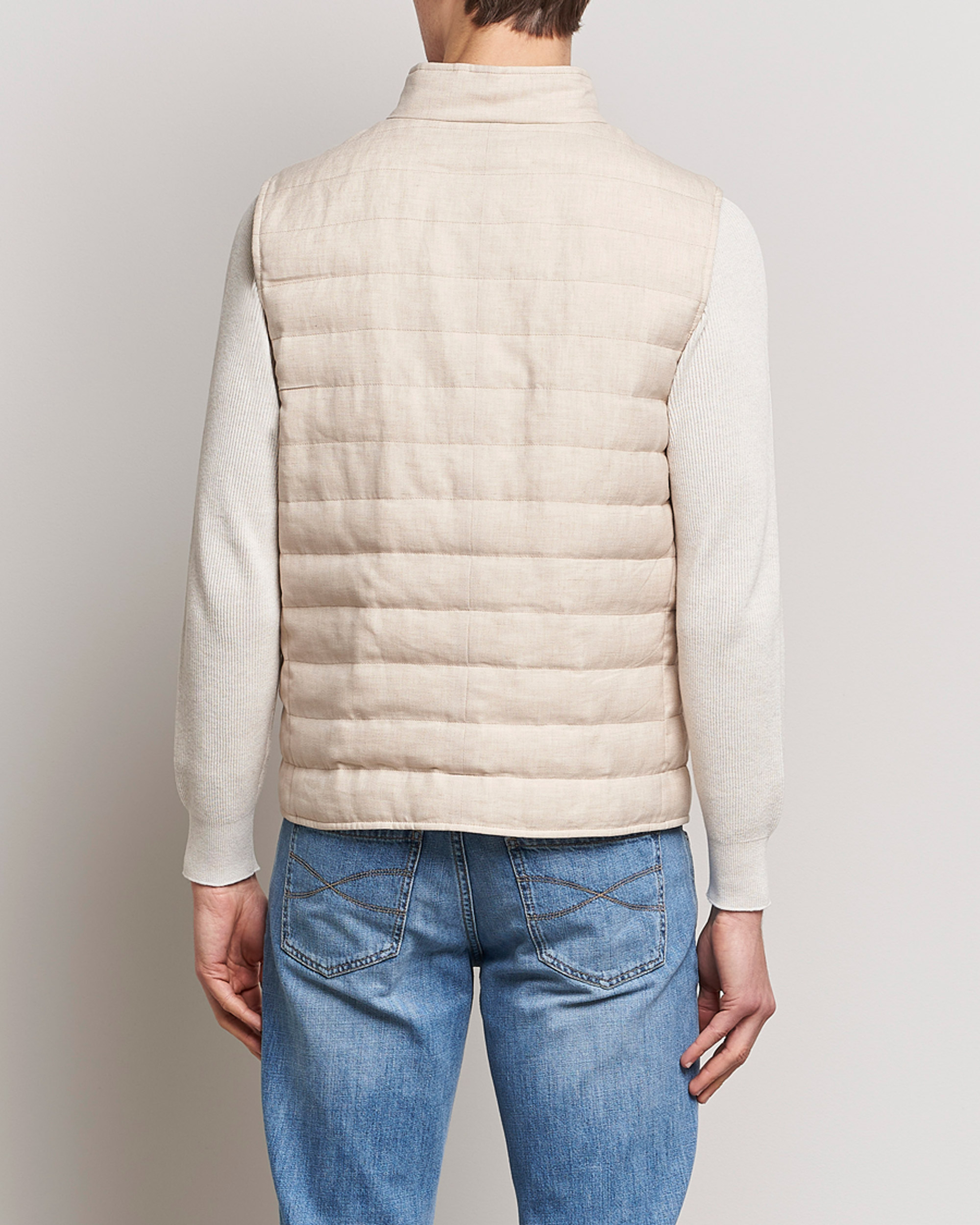 Herr | Västar | Brunello Cucinelli | Cotton/Linen Gilet Light Beige