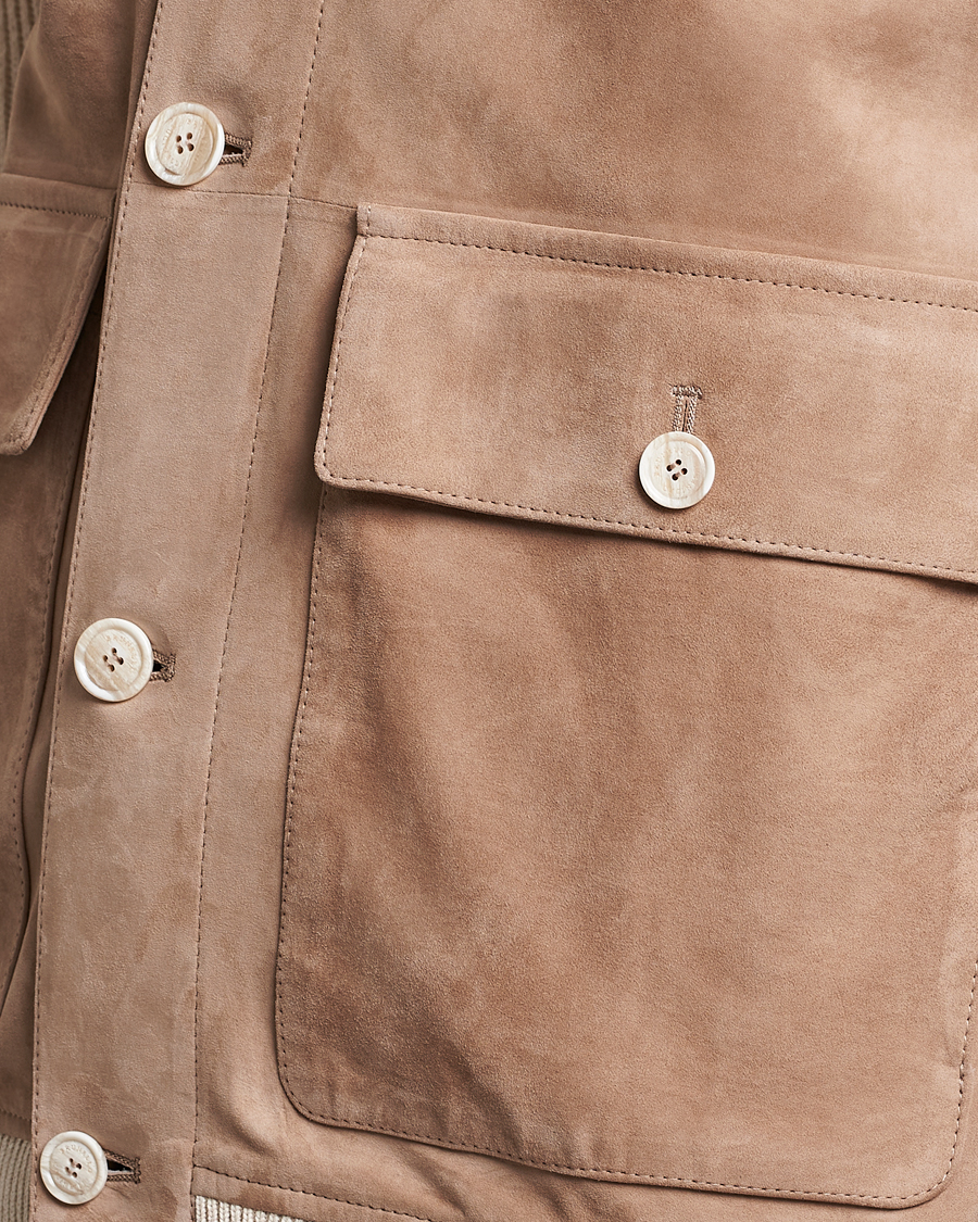 Herr | Jackor | Brunello Cucinelli | Suede Knit Bomber Jacket Beige Suede