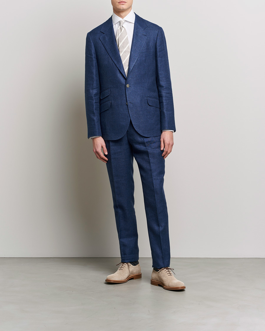 Herr |  | Brunello Cucinelli | Linen/Silk Suit Royal Blue