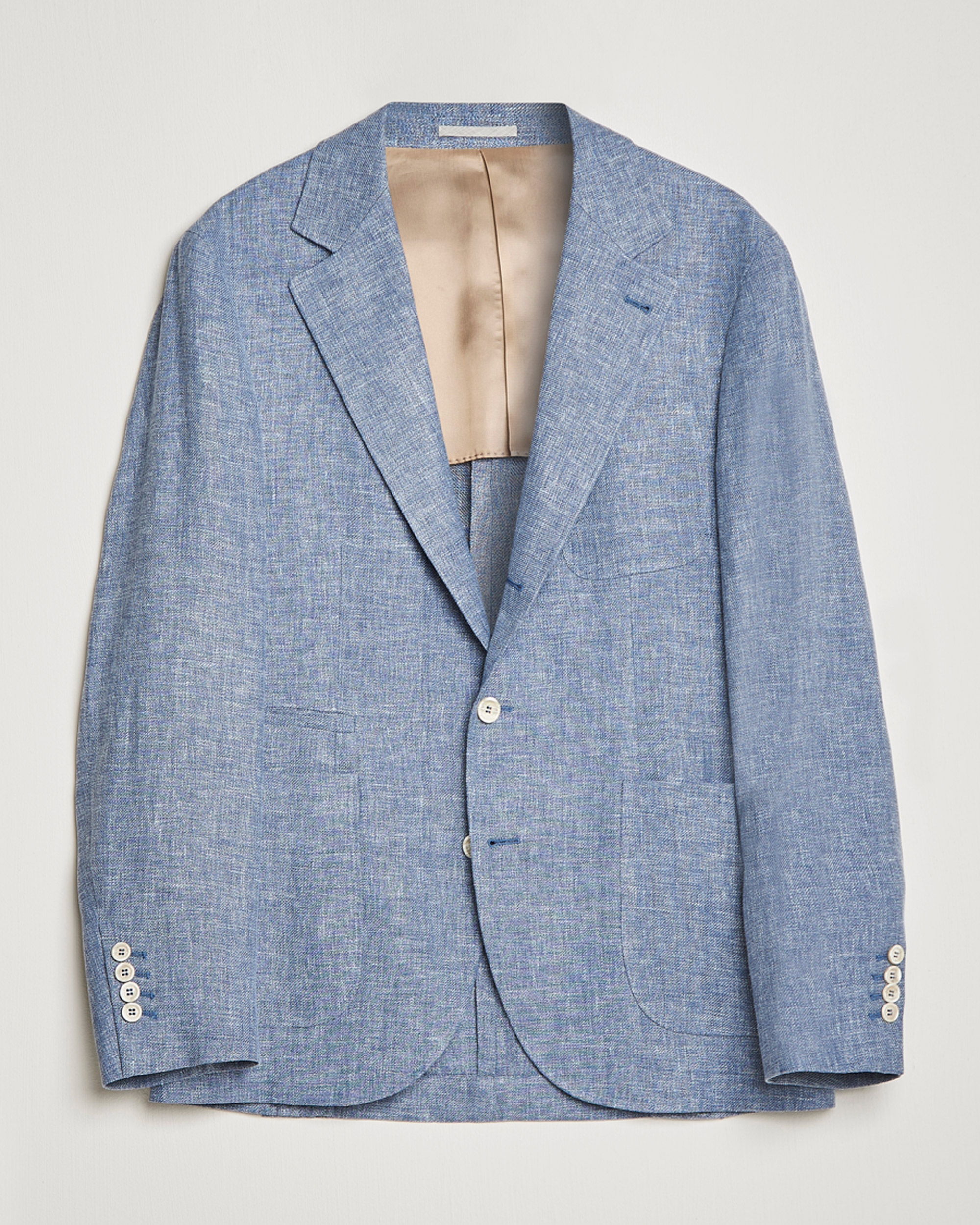 Herr | Kavajer | Brunello Cucinelli | Micro Chevron Linen Blazer Indigo Blue