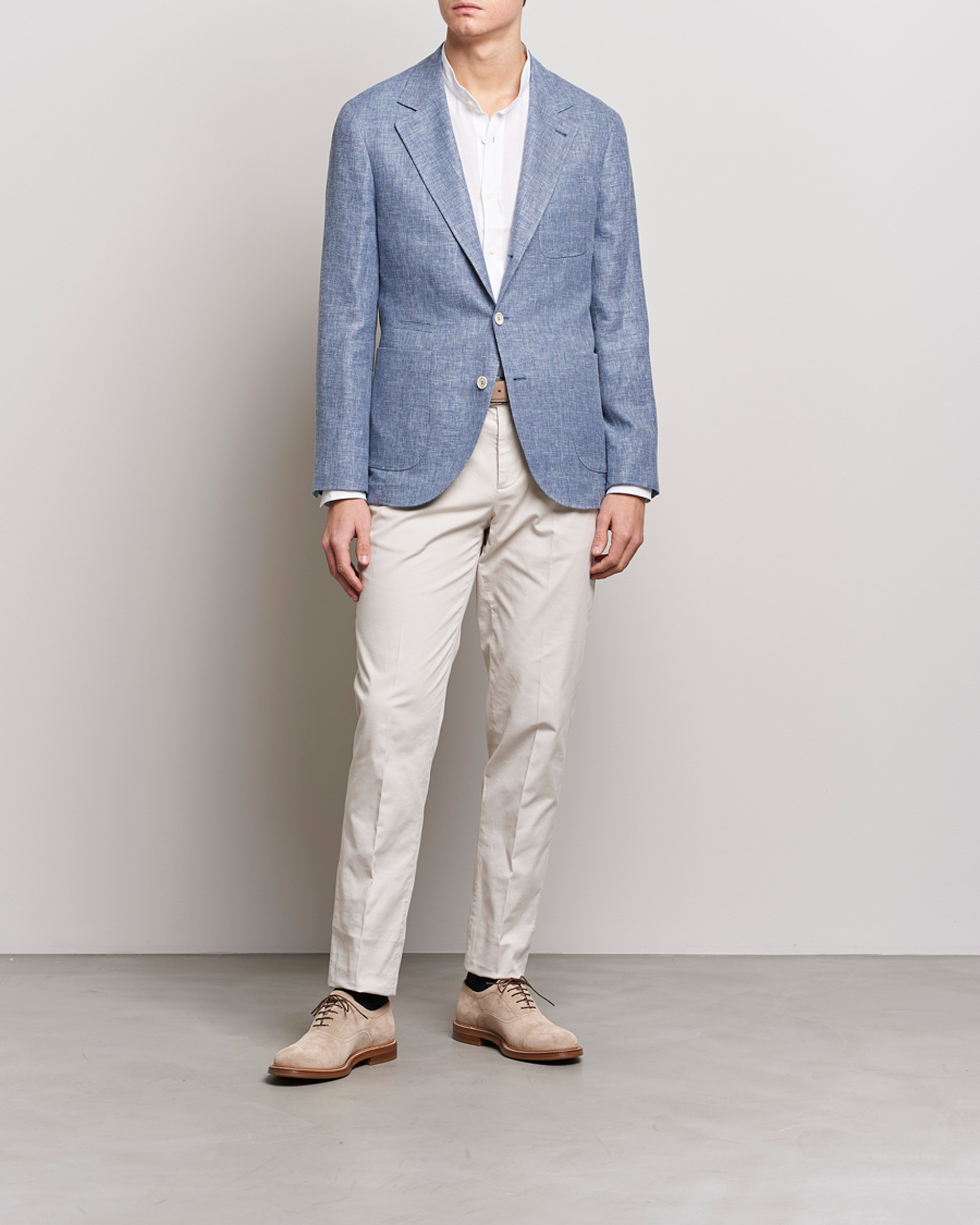 Herr | Kavajer | Brunello Cucinelli | Micro Chevron Linen Blazer Indigo Blue