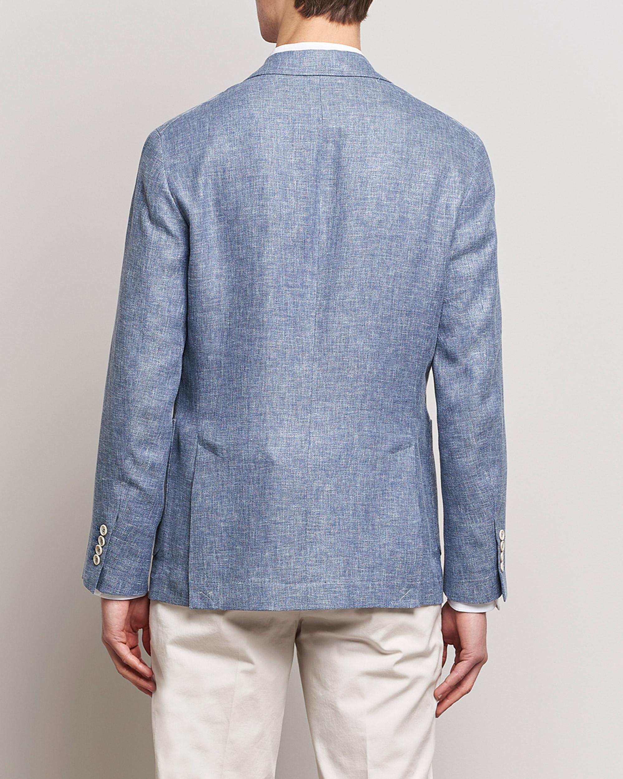 Herr | Kavajer | Brunello Cucinelli | Micro Chevron Linen Blazer Indigo Blue