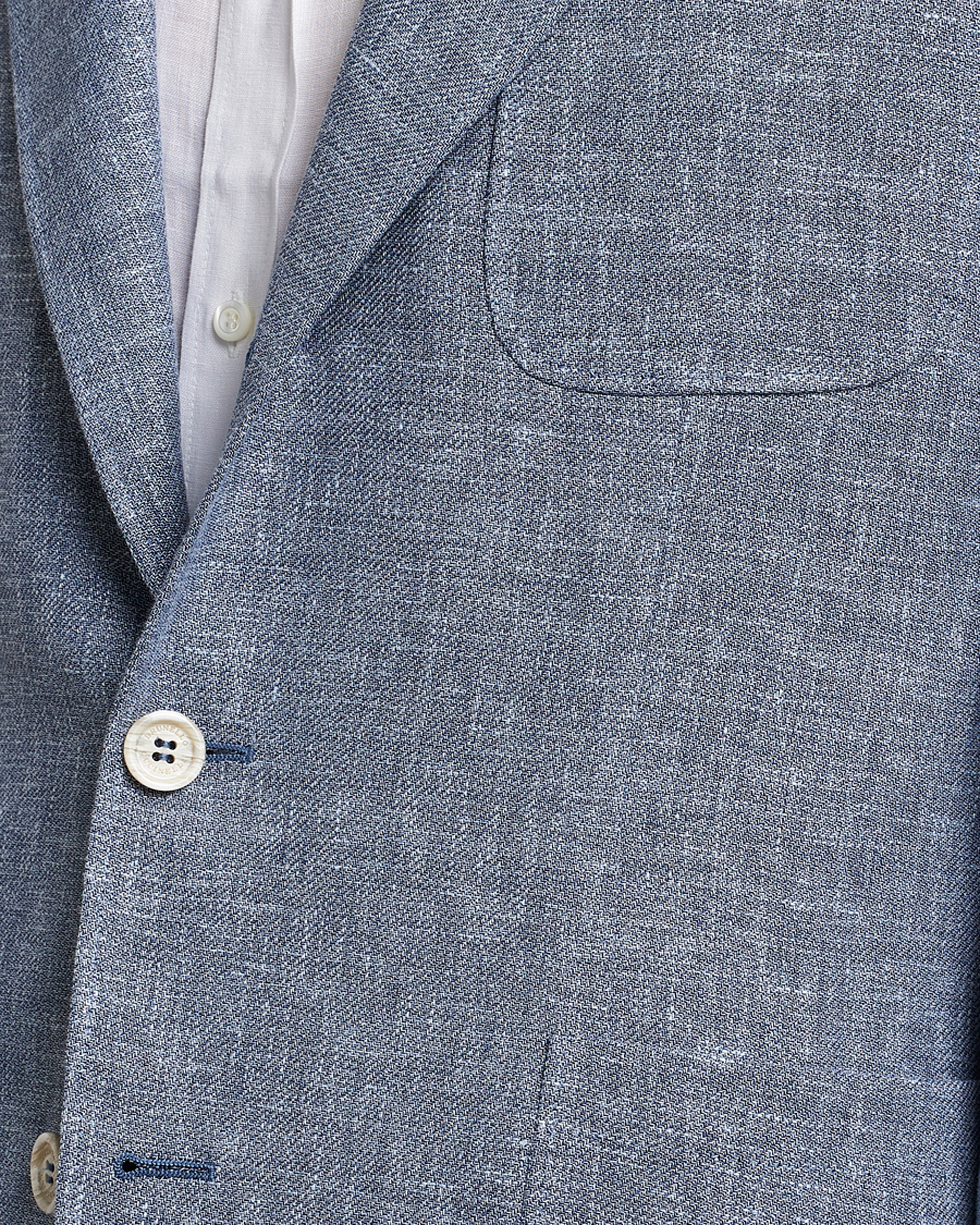 Herr | Kavajer | Brunello Cucinelli | Micro Chevron Linen Blazer Indigo Blue