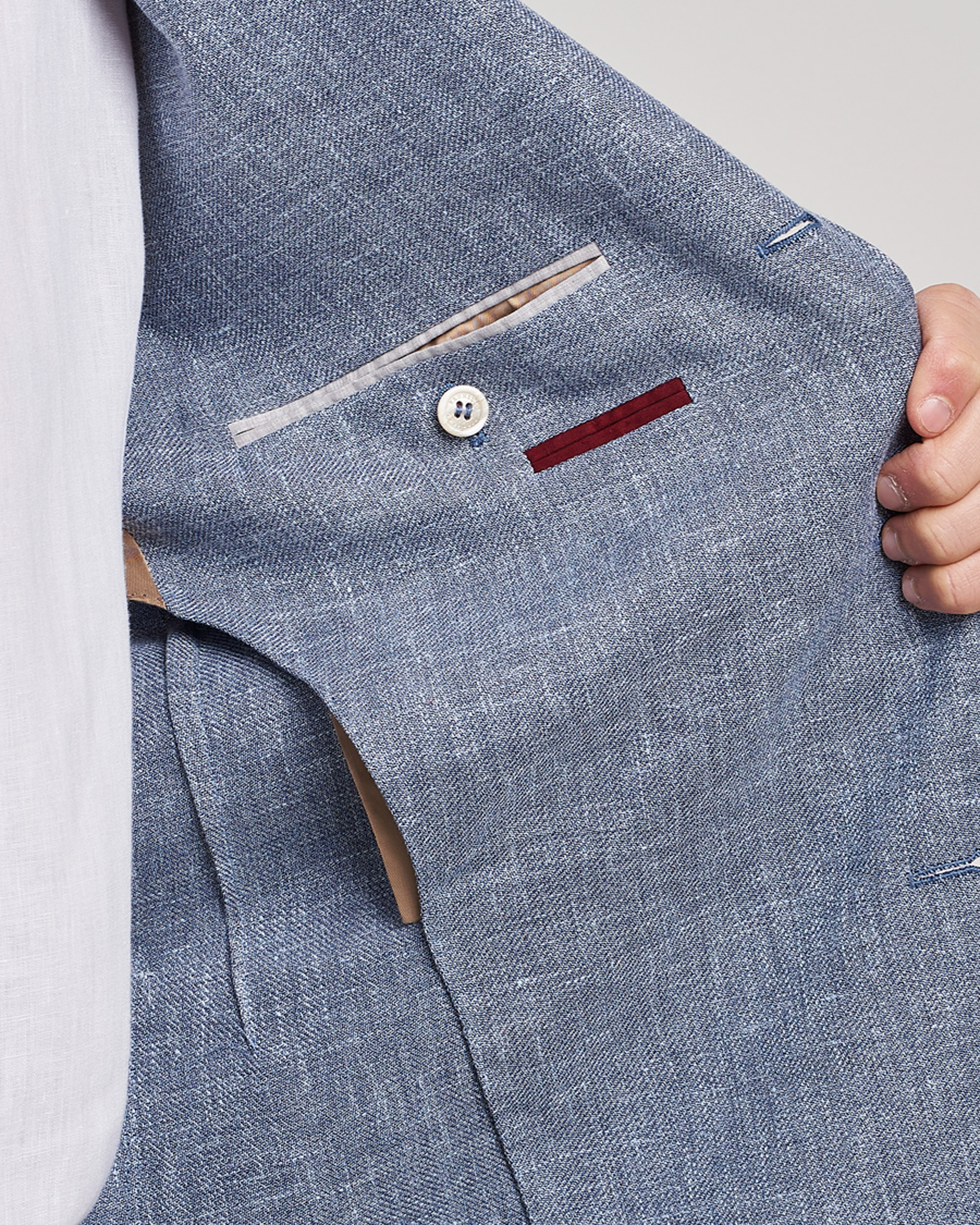 Herr | Kavajer | Brunello Cucinelli | Micro Chevron Linen Blazer Indigo Blue