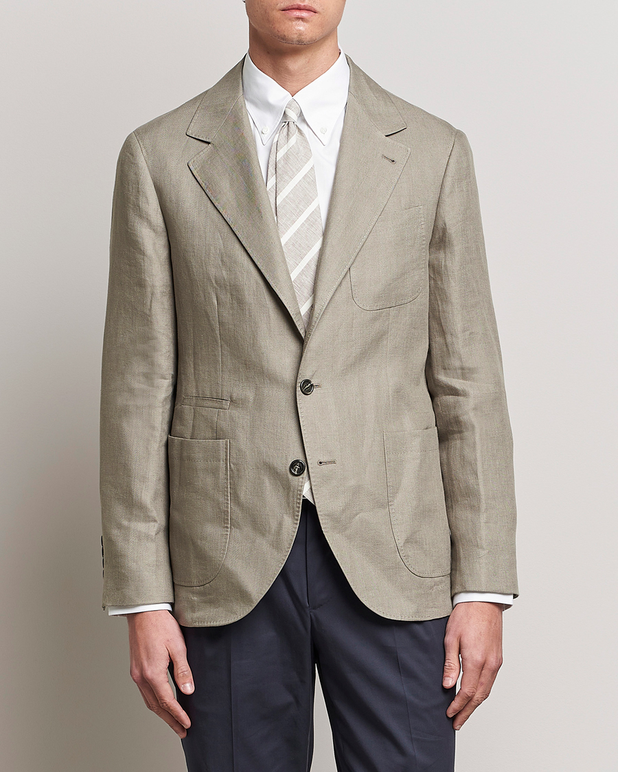 Herr | Kavajer | Brunello Cucinelli | Linen Blazer Olive