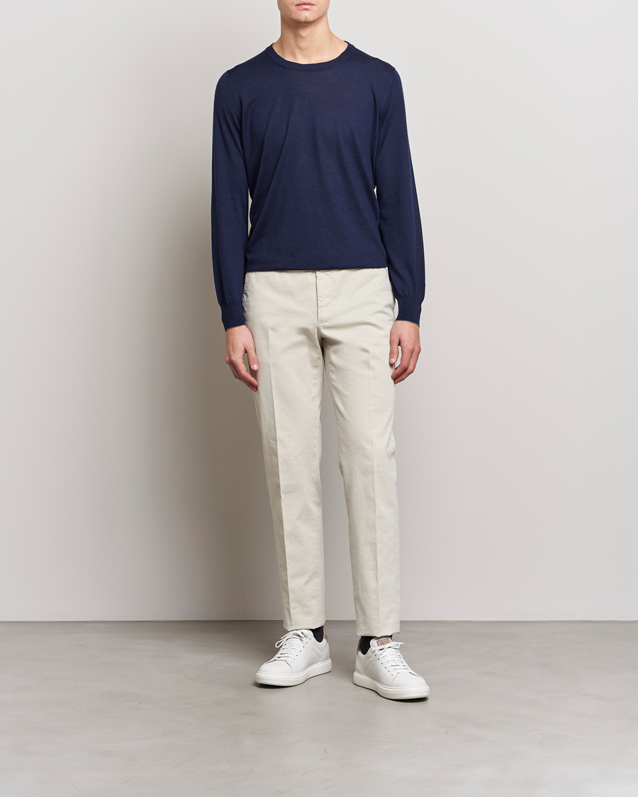 Herr | Tröjor | Brunello Cucinelli | Cashmere/Wool Crew Neck Sweater Navy